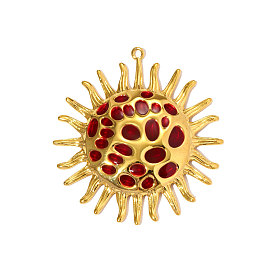 304 эмаль нержавеющей стали большие кулоны, солнечные чары, ионное покрытие (ip), реальный 18 k позолоченный