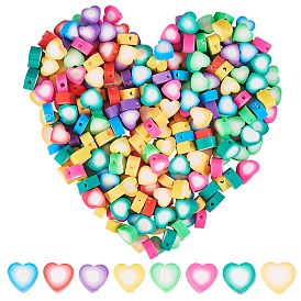 320Pcs 8 Colors Handmade Polymer Clay Beads, Heart