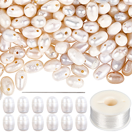 Набор ювелирных изделий diy, включая нити натурального культивированного пресноводного жемчуга, нейлоновые нитки для бисероплетения, иглы с большим ушком