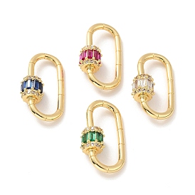 Покрытие стойки латунный винтовой карабин замок подвески, со стразами, для изготовления ожерелий, быстрые ссылки, без кадмия и без свинца, долговечный, реальный 18 k позолоченный, овальные