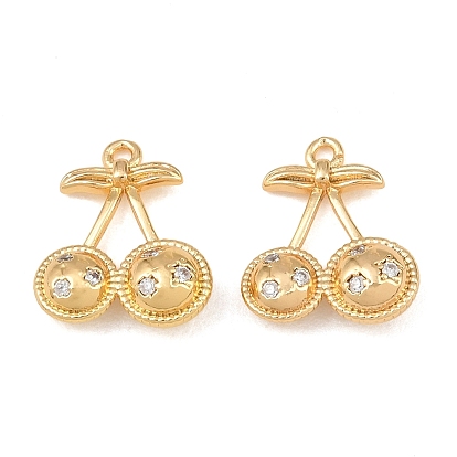 Latón micro pavimenta claro cubic zirconia encantos, encantos de cereza
