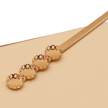 Accessoires de la fourche de cheveux en laiton, suports à cabochon, plat rond