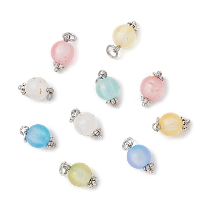 Матовые прозрачные акриловые подвески, с латунной найти, круглый шарм