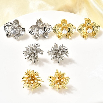 Серьги-гвоздики из латуни с микро-паве и прозрачным фианитом, долговечный, стойки покрытие