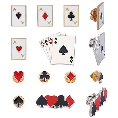 Эмалированные значки в виде игральных карт, булавки для лацканов из сплава для одежды рюкзака, разнообразные