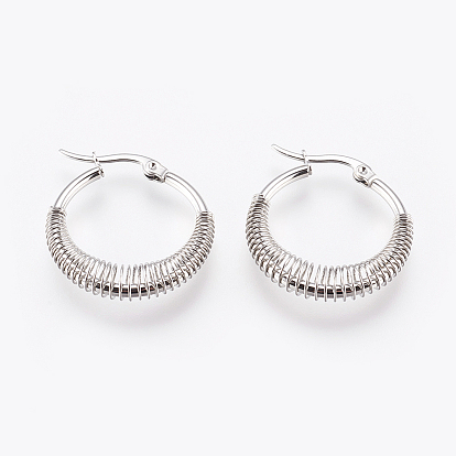 Серьги из 304 нержавеющей стали, гипоаллергенные серьги, с пружиной, Кольцевая форма