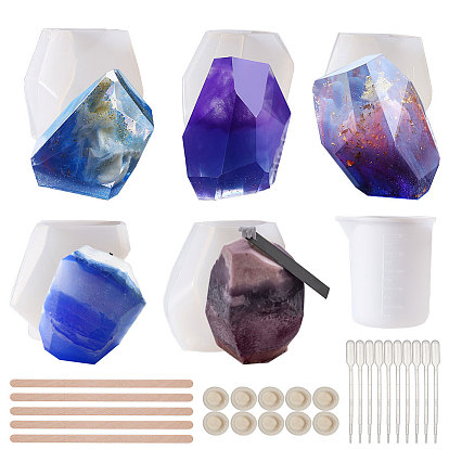 DIY Candle Kits, with Silicone Molds & Measuring Cup, Latex Finger Cots, Plastic Pipettes and Wooden Craft Ice Cream Sticks
