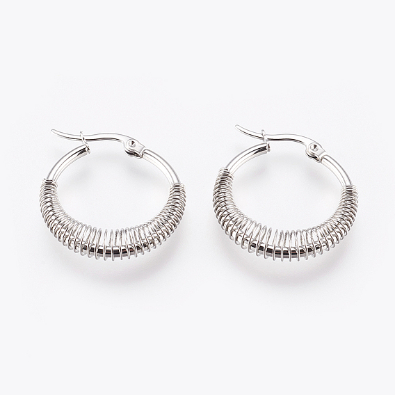 Серьги из 304 нержавеющей стали, гипоаллергенные серьги, с пружиной, Кольцевая форма