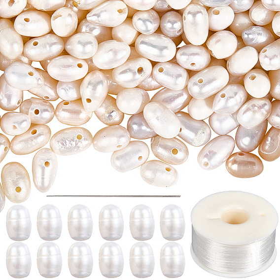 Набор ювелирных изделий diy, включая нити натурального культивированного пресноводного жемчуга, нейлоновые нитки для бисероплетения, иглы с большим ушком