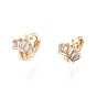 Clear Cubic Zirconia Crown with Cross Hoop Earrings, Ion Plating(IP) Brass Jewelry for Women, Nickel Free