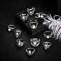 11Pcs 11 Style Synthetic Turquoise Finger Rings Set, Triangle & Moon & Crown & Eagle Alloy Stackable Rings for Women