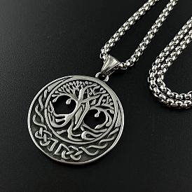 Стильные панк-ожерелья из нержавеющей стали с полым древом жизни для мужчин