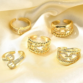 Кольца-манжеты для пальцев с покрытием из латуни с микропаве из прозрачного кубического циркония для женщин, долговечный, ремень