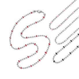 304 Stainless Steel Enamel Ball Chains Necklaces for Women