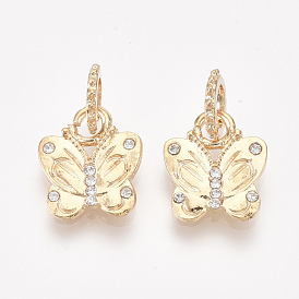 Alloy Pendants, with Rhinestone, Butterfly, Crystal