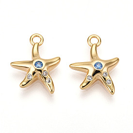 Латунные микро проложить кубического циркония прелести, морская звезда