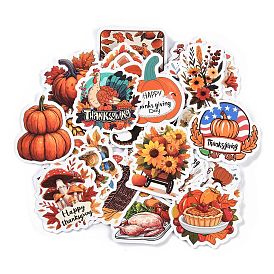 50Pcs Thanksgiving Day Cartoon Paper Self-Adhesive Picture Stickers, for Water Bottles, Laptop, Luggage, Cup, Computer, Mobile Phone, Skateboard, Guitar Stickers Decor