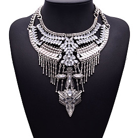 Сплав кристалл горный хрусталь каплевидные трайбл цветочные массивные нагрудные ожерелья для женщин