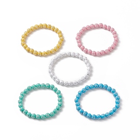 Bracelet extensible rond en acrylique avec perles croisées pour femme