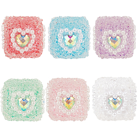 6 Stück 6 Farben Acryl & Kunststoff & Harz Strass Perlen, Viereck
