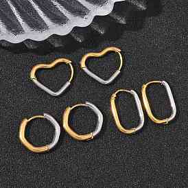 304 двухцветные серьги-кольца из нержавеющей стали, ионное покрытие (ip), реальный 18 k позолоченный и цвет нержавеющей стали