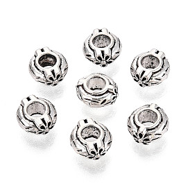 Сплавочные овальные бусины тибетского стиля , RONDELLE с цветком