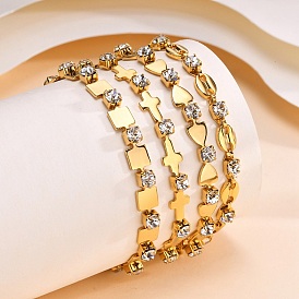 Real 18K Gold Plated Stainless Steel Micro Pave Cubic Zirconia Link Chains