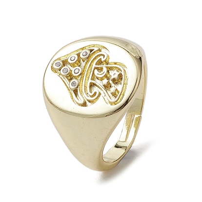 Brass with Cubic Zirconia Adjustable Rings, Cadmium Free & Nickel Free & Lead Free, Mushroom