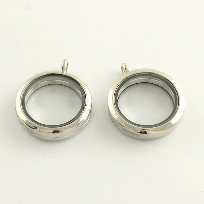 Сплав фоторамка жить памяти с плавающей медальон кулоны, без кадмия и без свинца, с 2 куски стекла кабошонов, плоско-круглые, 35x29x7 мм, отверстие : 4 мм