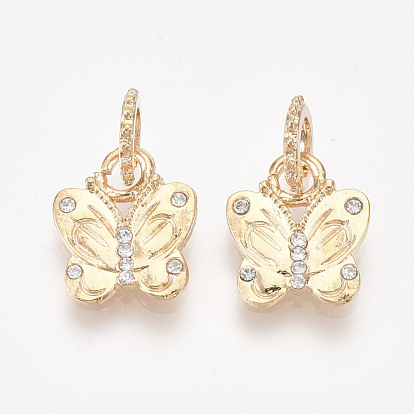 Alloy Pendants, with Rhinestone, Butterfly, Crystal