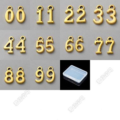 160Pcs 10 Styles Tibetan Style Alloy Pendants, Number 0~9 Charms