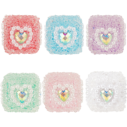 6 Stück 6 Farben Acryl & Kunststoff & Harz Strass Perlen, Viereck