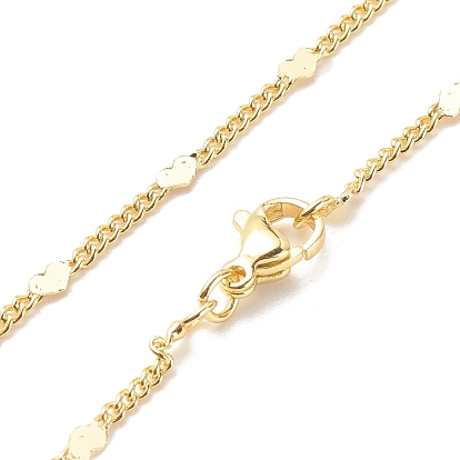 Brass Curb Chains with Heart Necklace for Women, Cadmium Free & Lead Free