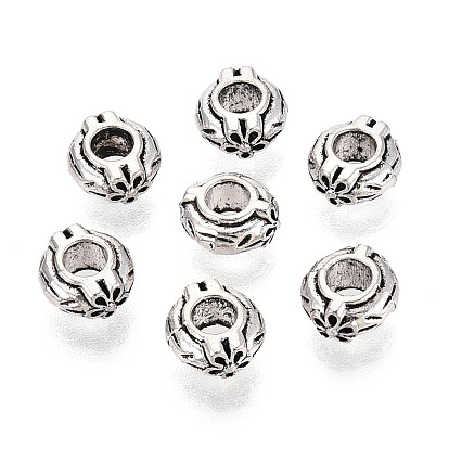 Сплавочные овальные бусины тибетского стиля , RONDELLE с цветком