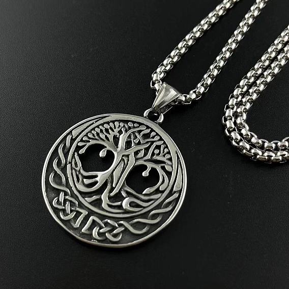 Стильные панк-ожерелья из нержавеющей стали с полым древом жизни для мужчин