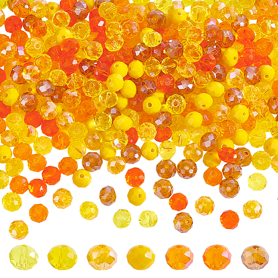 7 нити 7 стиль гальванизированные прозрачные и непрозрачные однотонные стеклянные бусины нити, граненые, рондель