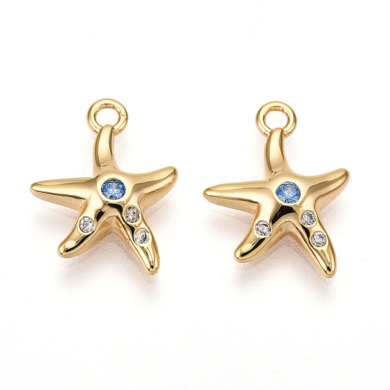 Латунные микро проложить кубического циркония прелести, морская звезда