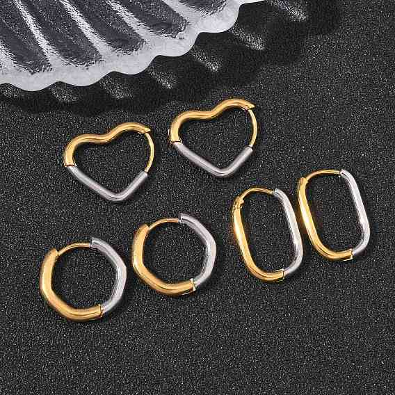 304 двухцветные серьги-кольца из нержавеющей стали, ионное покрытие (ip), реальный 18 k позолоченный и цвет нержавеющей стали