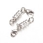 Eco-Friendly Column Brass Magnetic Clasps Converter, with Lobster Claw Clasps, Lead Free & Nickel Free, 17x6mm