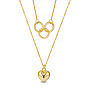 925 Sterling Silver Double Layer Necklaces, with Cable Chains and Rope chains, Ring and Heart