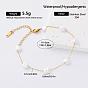 304 Stainless Steel Imitation Pearl Beaded Chain Bracelets for Women, Golden, White