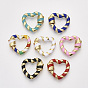 Golden Brass Screw Carabiner Lock Charms, for Necklaces Making, Quick Links, with Enamel, Nickel Free, Heart