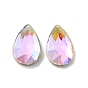 K9 Glass Rhinestone Cabochons, Flat Back & Back Plated, Faceted, Teardrop
