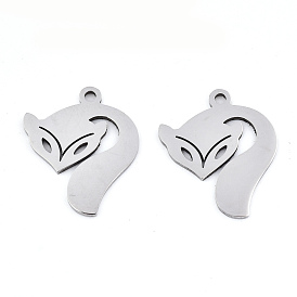 Pendentifs en acier inoxydable, Coupe au laser, fox