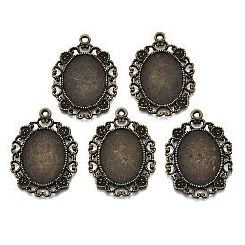 Tibetan Style Alloy Pendant Cabochon Settings, Oval, Cadmium Free & Lead Free, Tray: 25x18.5mm, 40.5x29x1.5mm, Hole: 2mm, about 227pcs/1000g