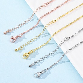 Латунных звено цепи ожерелья, 304 из нержавеющей стали застежкой омар, стойки покрытие, без свинца и без кадмия, долговечный