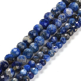 Natural Lapis Lazuli Beads Strands, Faceted, Round