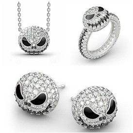 Drip Oil Diamond Skull Devil Set Fashion Creative Earrings Necklace
