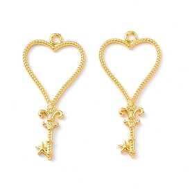 Alloy Open Back Bezel Pendants, For DIY UV Resin, Epoxy Resin, Pressed Flower Jewelry, Long-Lasting Plated, Heart with Key