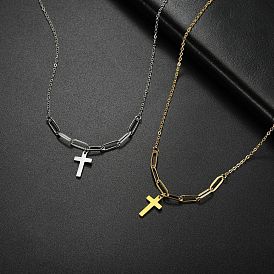 304 Stainless Steel Pendant Necklace, Cross